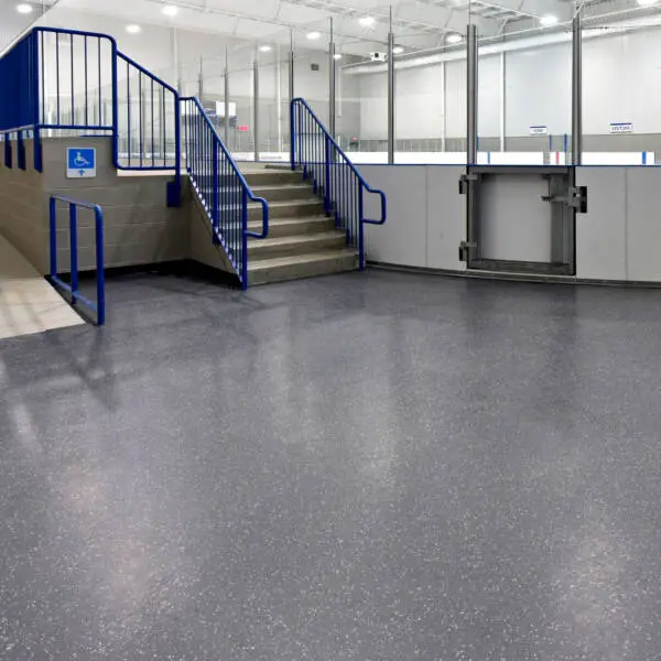Rubber flooring around ice rink
