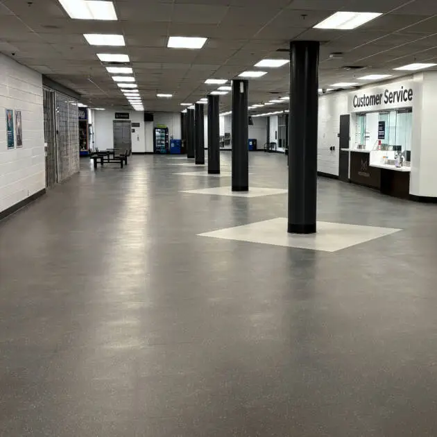 Main hallway with rubber sports flooring